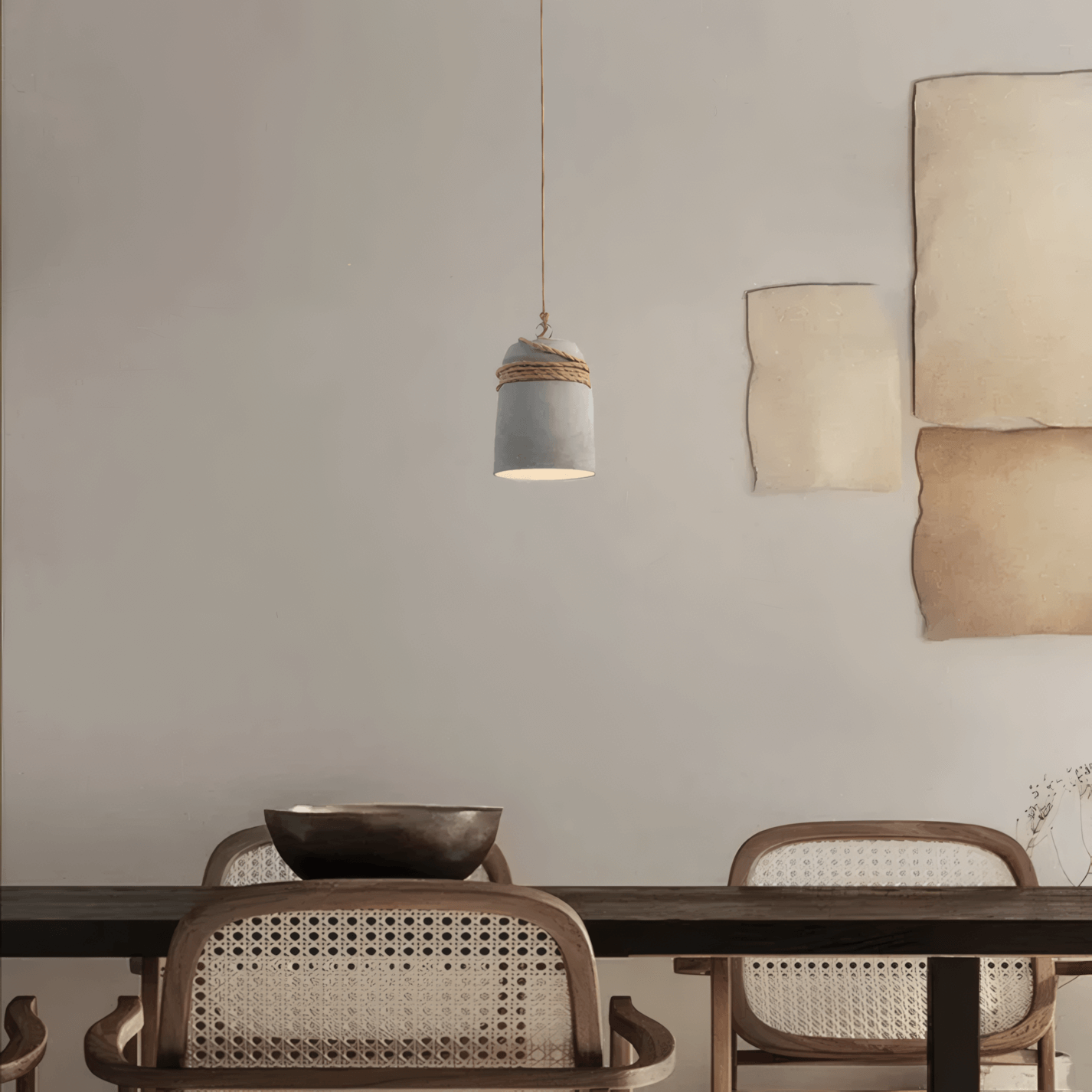 Industrial Brown Cement Pendant Light Dining Room